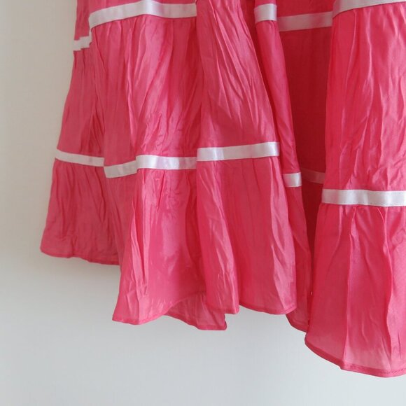 VINTAGE BETSEY JOHNSON Pink Taffeta Tiered Maxi Skirt Punk Fairy Grunge - Size 8 - Picture 5 of 16